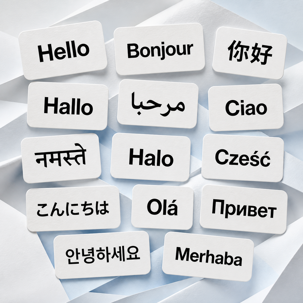 以十四種不同語言呈現你好，代表 SogaType 支援超過一百種語言